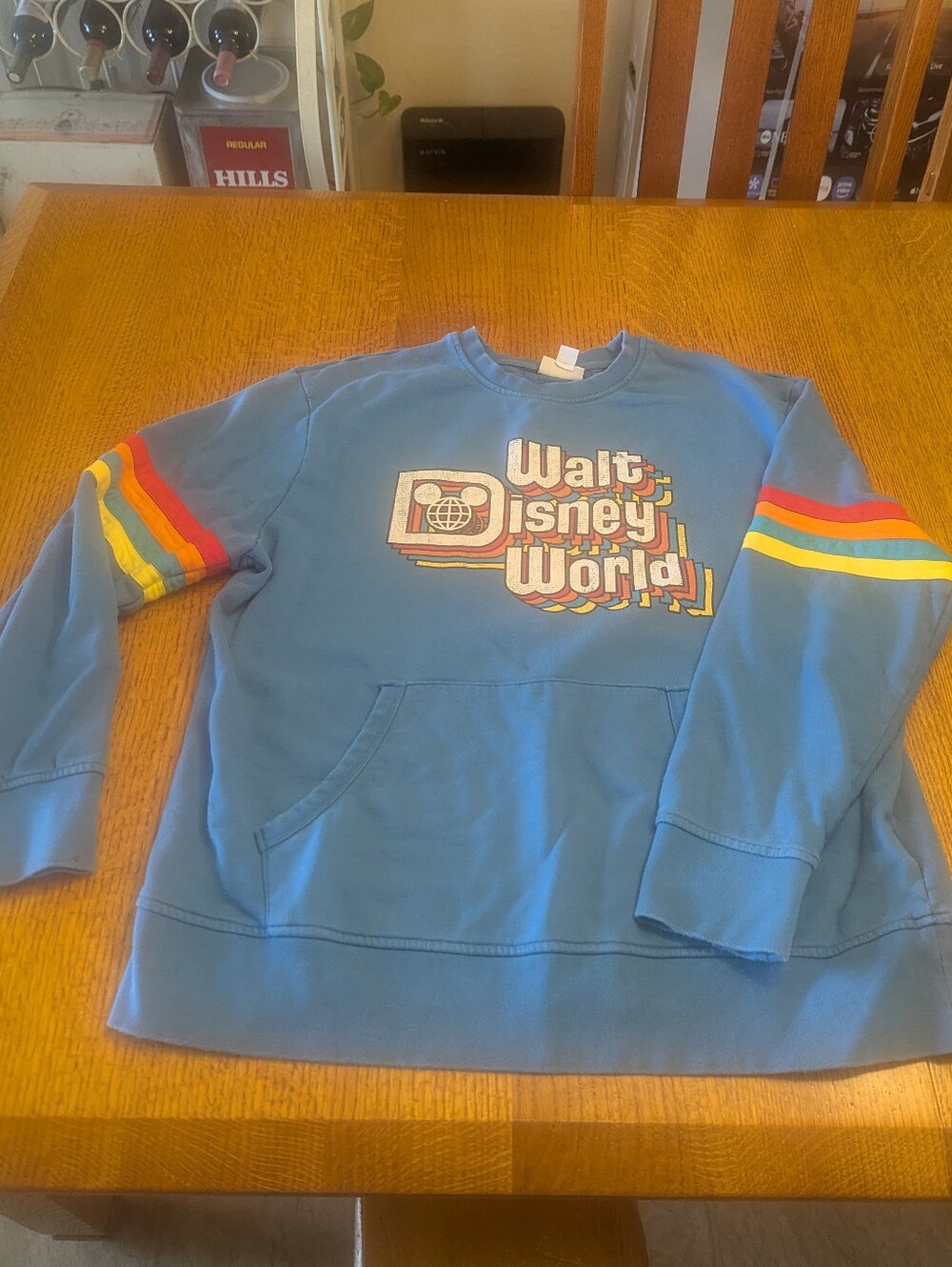 Retro │ Walt Disney World │Pullover Sweatshirt with Pocket │ Blue Rainbow │ L